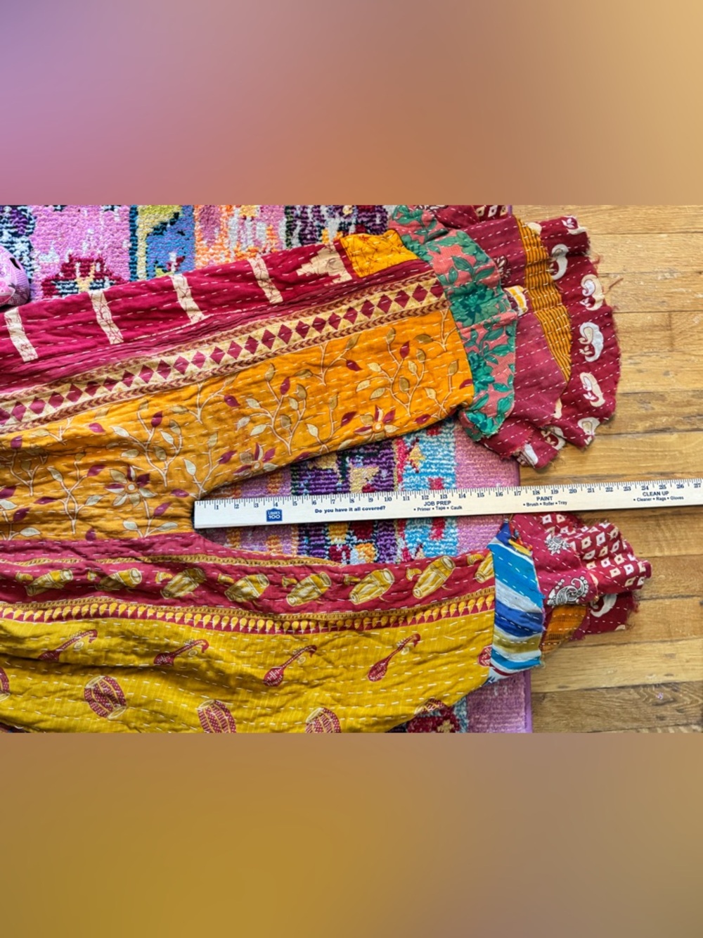 Jaded Gypsy Kantha Sunrise Ruffle Pants Quilted Patchwork Boho One Size - Picture 9 of 12